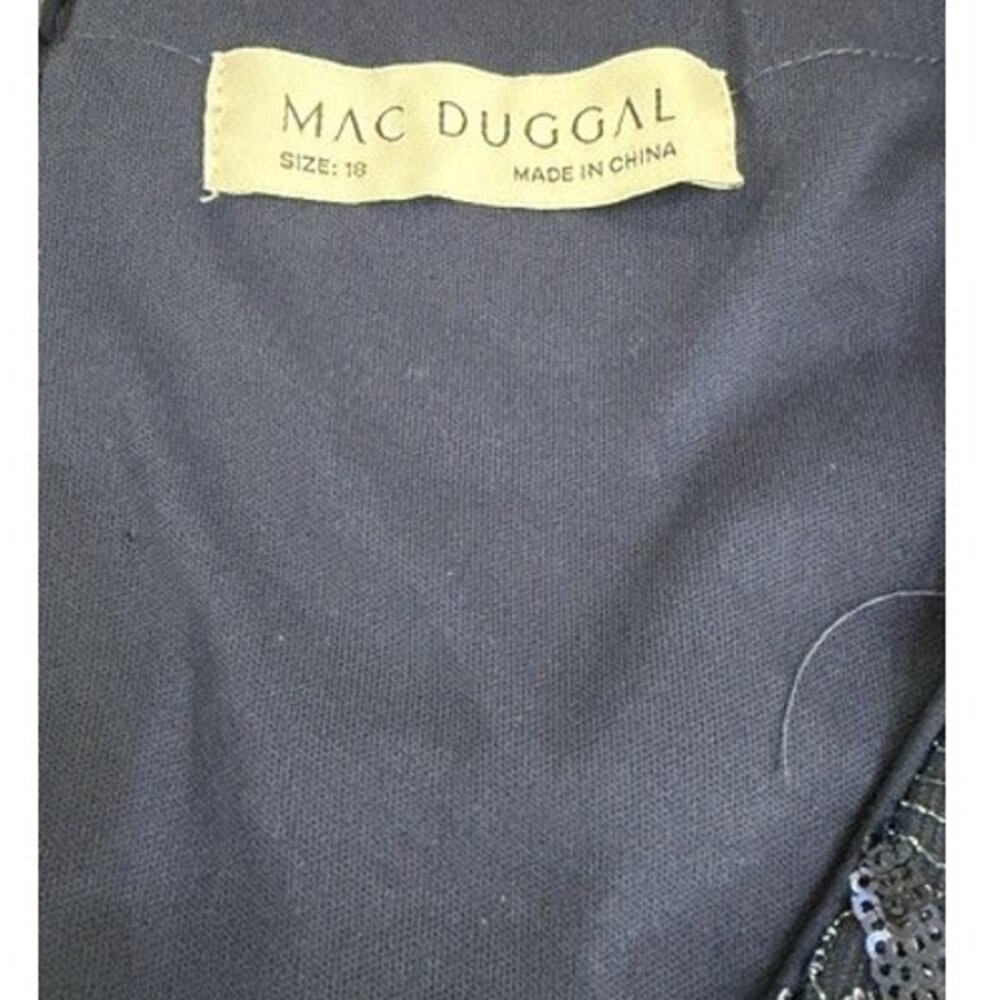 Mac Duggal Gown Maxi Dress Sequin Blue SZ18 Autumn Wedding Special Event Party - Picture 7 of 11
